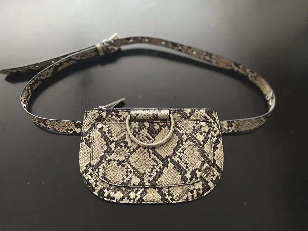 ZARA Faux Snakeskin Belt Bag sz M